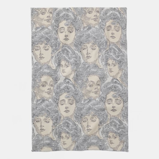 Gibson meisjes Victoriaans grijs perzik Theedoek (Verticaal)