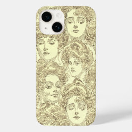 Gibson meisjes Victoriaans illustratie sepia goud Case-Mate iPhone 14 Hoesje