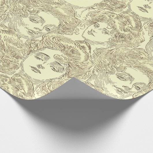 Gibson meisjes Victoriaans vrouw illustratie goud Cadeaupapier (Hoek)