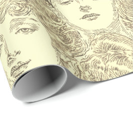 Gibson meisjes Victoriaans vrouw illustratie goud Cadeaupapier