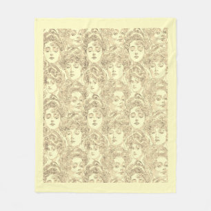 Gibson meisjes Victoriaans vrouw patroon crème gou Fleece Deken