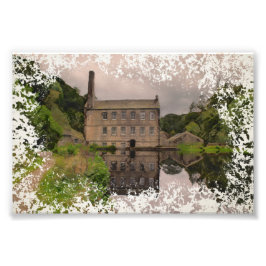 Gibson Mill, Hardcastle Crags Aquarel Kunstwerk Foto Afdruk