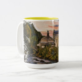 Gibson Mill, Hardcastle Crags Aquarel Kunstwerk Tweekleurige Koffiemok