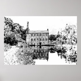 Gibson Mill, Hardcastle Crags Houtskoolkunstwerk Poster