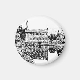 Gibson Mill Hebden Bridge - Vintage Charcoal Style Magneet