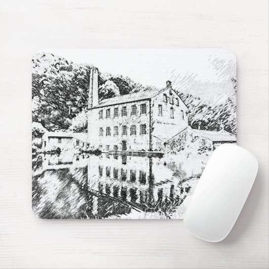 Gibson Mill: houtskool schets kunst Muismat (Met muis)