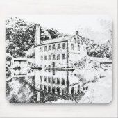 Gibson Mill: houtskool schets kunst Muismat (Voorkant)