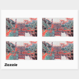 Gibson Mill Red Impressionist Sketch Rechthoekige Sticker
