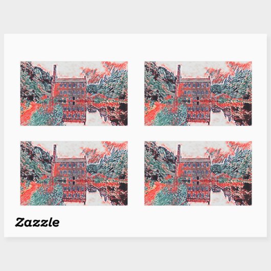 Gibson Mill Red Impressionist Sketch Rechthoekige Sticker (Vel)