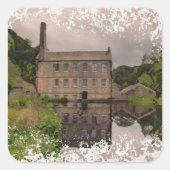 Gibson Mill Reflection - Distressed Watercolour Vierkante Sticker (Voorkant)