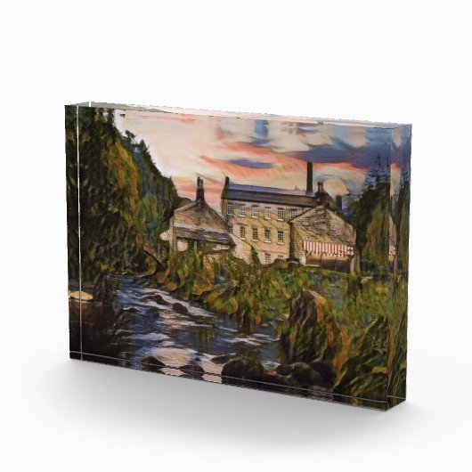 Gibson Mill Sunset Oil Painting Style Fotoblokken (Rechts)