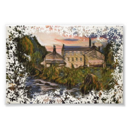 Gibson Mill Zonsondergang Olie Schilderstijl Foto Afdruk