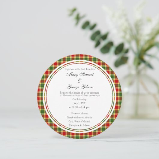 Gibson Scottish Wedding Round Uitnodiging (Staand voorkant)