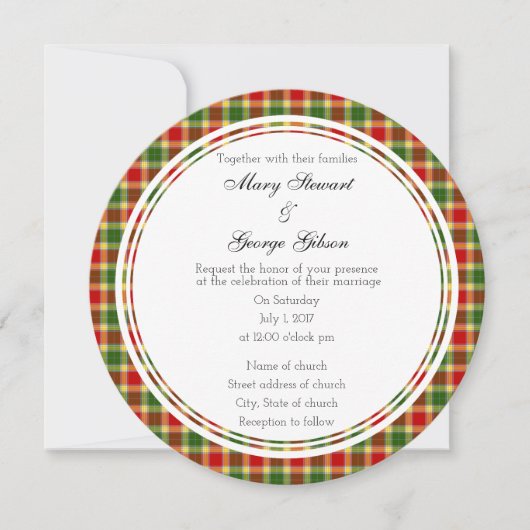 Gibson Scottish Wedding Round Uitnodiging (Voorkant)