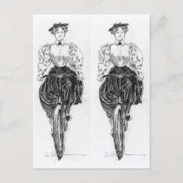 Gibson's meisje dat een fiets bestuurt briefkaart
