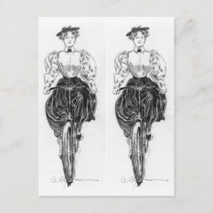 Gibson's meisje dat een fiets bestuurt briefkaart