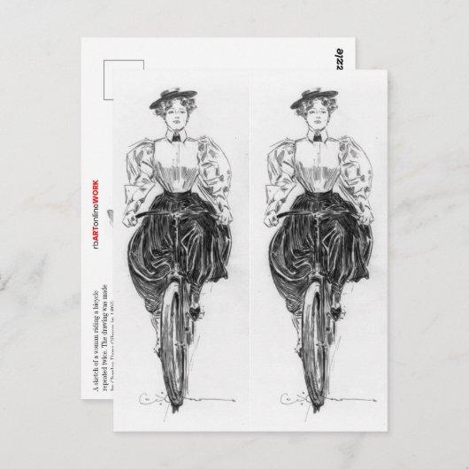 Gibson's meisje dat een fiets bestuurt briefkaart (Voorkant / Achterkant)