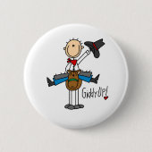 Giddy omhoog! Cowboy Stick Figuur Button (Voorkant)