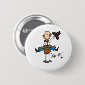 Giddy omhoog! Cowboy Stick Figuur Button (Voorkant /achterkant)