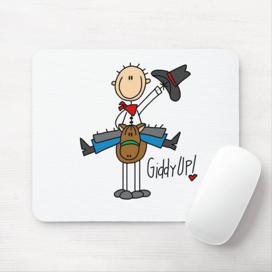 Giddy omhoog! Cowboy Stick Figuur Mousepad Muismat (Met muis)