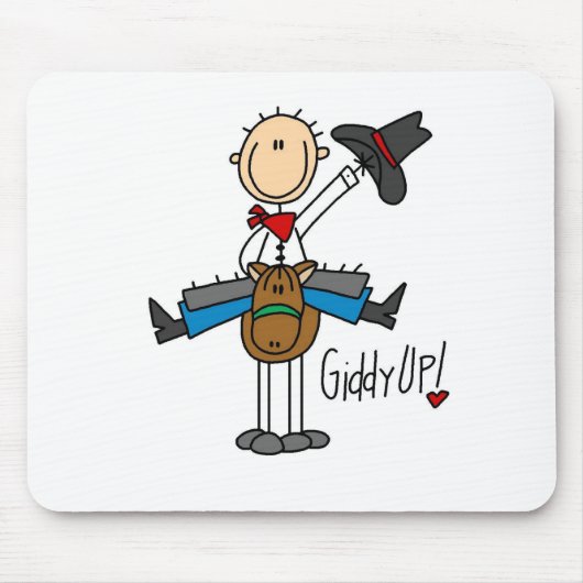 Giddy omhoog! Cowboy Stick Figuur Mousepad Muismat (Voorkant)