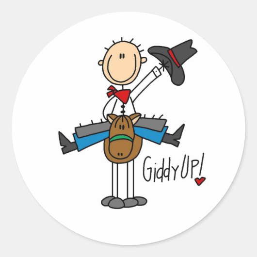 Giddy omhoog! Cowboy Stick Figuur Sticker (Voorkant)