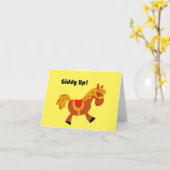 Giddy Up Brown Saddle Horse, Cartoon van het Schat Kaart (Gele Bloem)