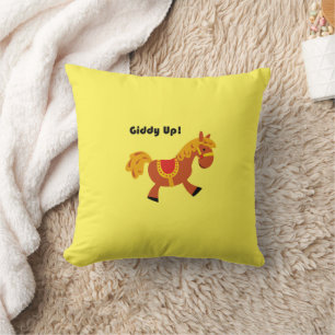 Giddy Up Brown Saddle Horse, Cartoon van het Schat Kussen