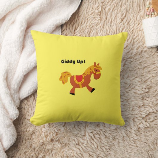 Giddy Up Brown Saddle Horse, Cartoon van het Schat Kussen (Deken)