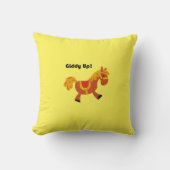 Giddy Up Brown Saddle Horse, Cartoon van het Schat Kussen (Voorkant)