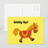 Giddy Up Children's Brown Saddle Horse Cartoon Briefkaart (Voorkant / Achterkant)