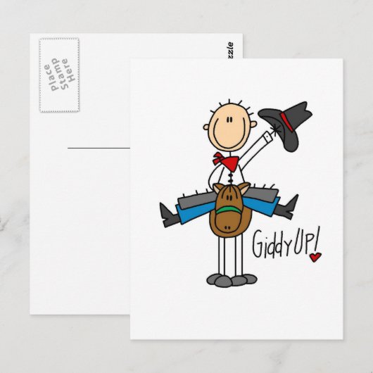 Giddy Up Cowboy Tshirts en giften Briefkaart (Voorkant / Achterkant)