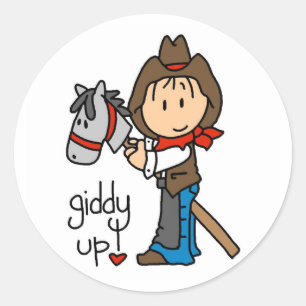 Giddy Up Cowboy Tshirts en Gifts Ronde Sticker