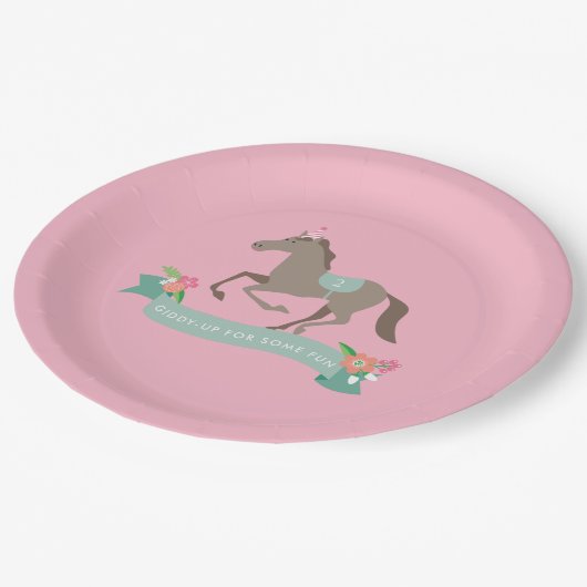 Giddy Up for Fun Second Birthday Papieren Bordje (Gekanteld)