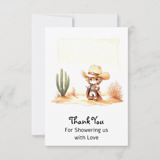 Giddy Up Het is een Wild West Cowboy Baby shower Bedankkaart (Voorkant)