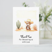 Giddy Up Het is een Wild West Cowboy Baby shower Bedankkaart (Staand voorkant)
