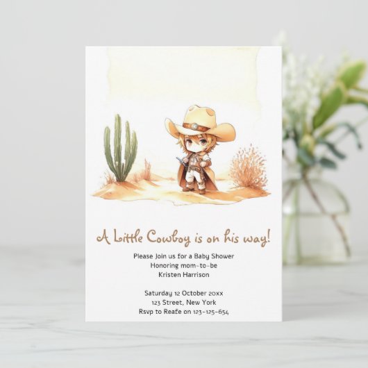 Giddy Up Het is een Wild West Cowboy Baby shower Kaart (Staand voorkant)
