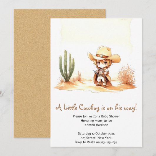 Giddy Up Het is een Wild West Cowboy Baby shower Kaart (Voorkant / Achterkant)