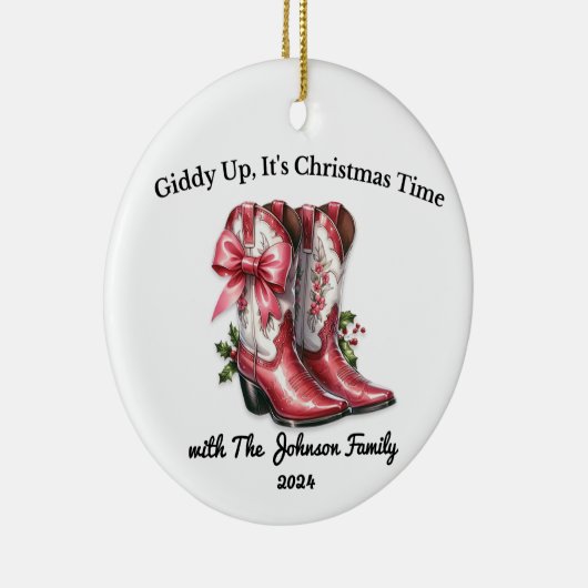 Giddy Up, het is kersttijd Keramisch Ornament (Rechts)