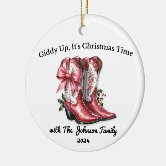 Giddy Up, het is kersttijd Keramisch Ornament (Links)