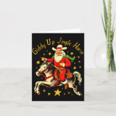 Giddy Up Jingle Horse Funny Retro Santa Cowboy Chr Kaart (Voorkant)