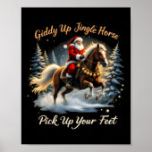 Giddy Up Jingle Horse Pak je voeten op Xmas Santa Poster (Voorkant)