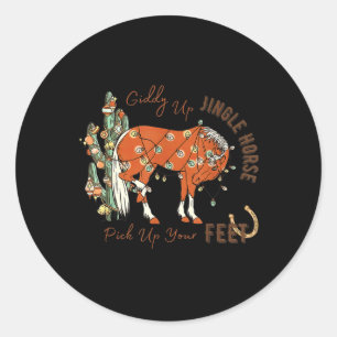 Giddy Up Jingle Horse Pick Up Your Feet Cactus Koe Ronde Sticker