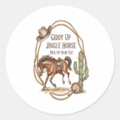 Giddy Up Jingle Horse Ronde Sticker (Voorkant)