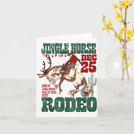 Giddy Up Jingle Horse Santa Cowboy Western Christm Kaart (Gele Bloem)