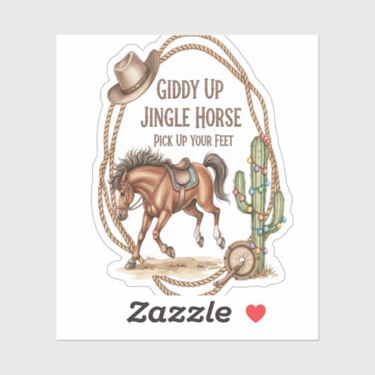 Giddy Up Jingle Horse Sticker (Vel)