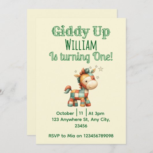Giddy up! kaart (Voorkant / Achterkant)