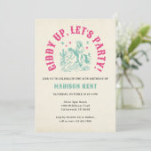 Giddy Up Let's Party Fun Modern Cowgirl Verjaardag Kaart (Staand voorkant)