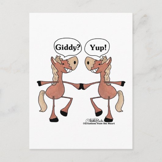 Giddy Up Paarden Briefkaart (Voorkant)