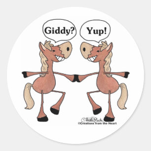 Giddy Up Paarden Ronde Sticker